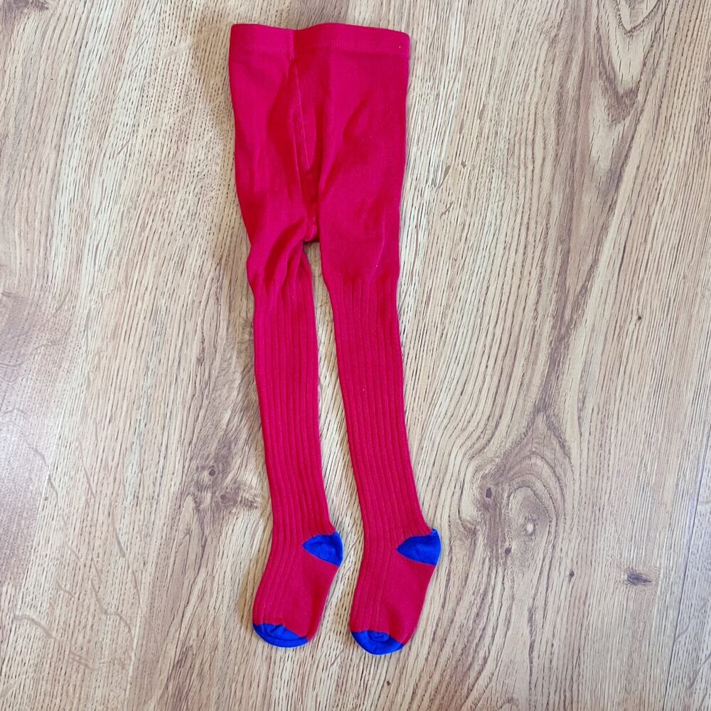 Mini Boden Red Ribbed Tights - Picture 3 of 6